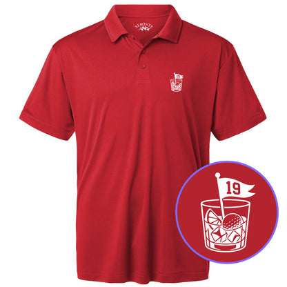 Red 19th Hole And Drinks Men's Golf Polo Shirt