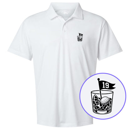 White 19th Hole And Drinks Men's Golf Polo Shirt