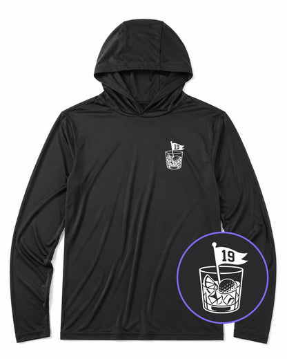 Black 19th Hole And Drinks Men's Lightweight Performance Golf Hoodie
