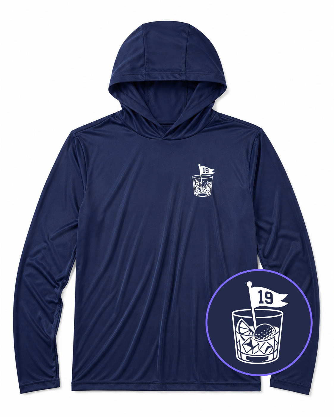 Navy Blue 19th Hole And Drinks Men's Lightweight Performance Golf Hoodie