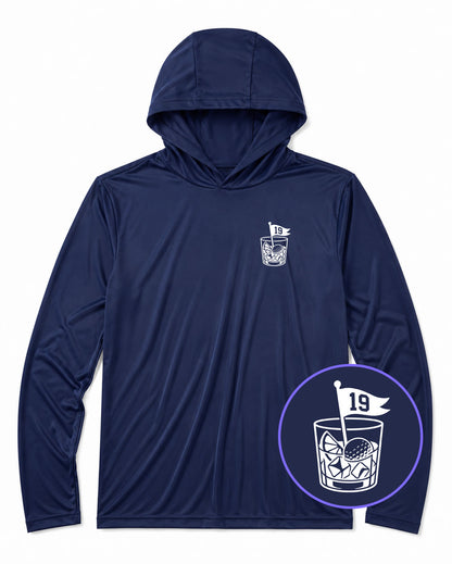 Navy Blue 19th Hole And Drinks Men's Lightweight Performance Golf Hoodie