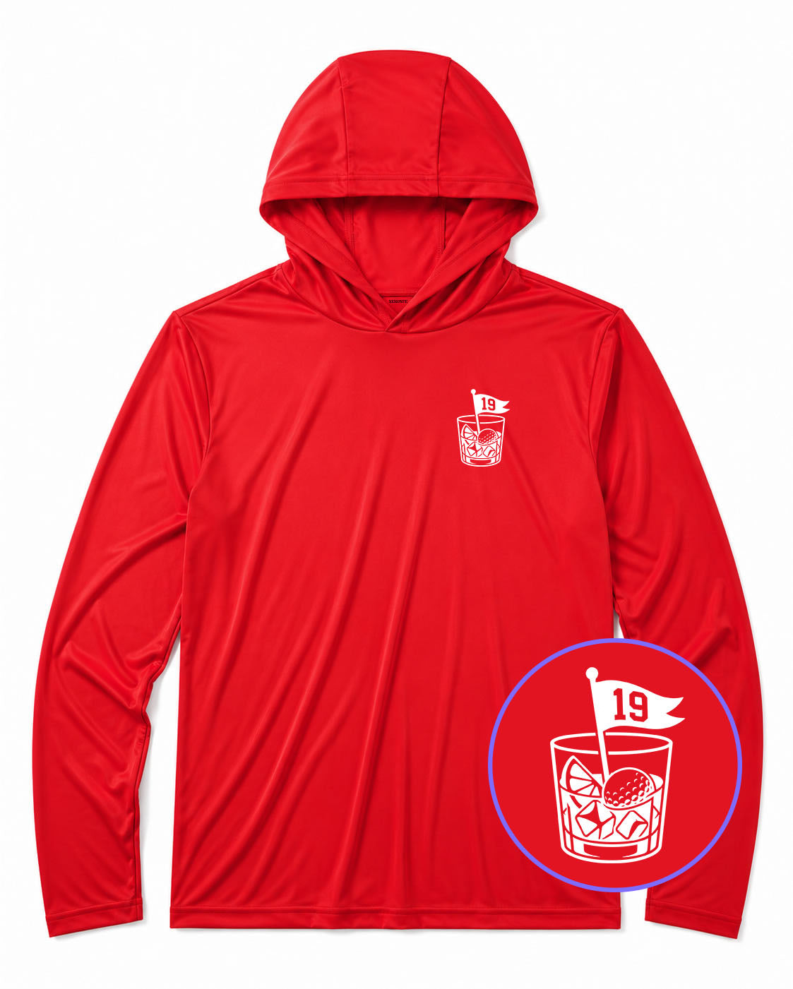 Red 19th Hole And Drinks Men's Lightweight Performance Golf Hoodie