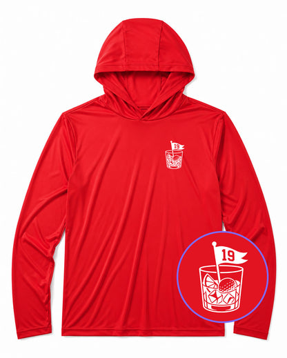 Red 19th Hole And Drinks Men's Lightweight Performance Golf Hoodie