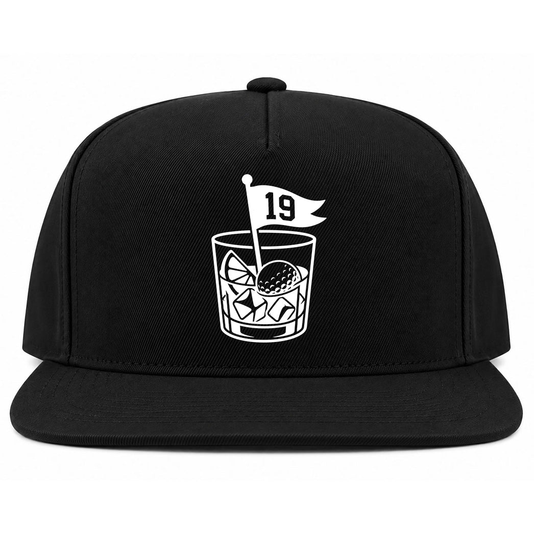 Black 19th Hole And Drinks Golf Snapback Hat