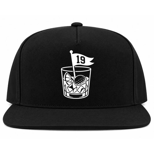 Black 19th Hole And Drinks Golf Snapback Hat