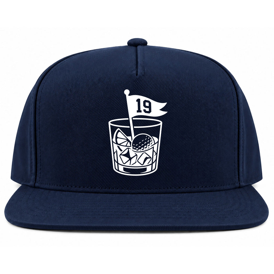 Navy Blue 19th Hole And Drinks Golf Snapback Hat