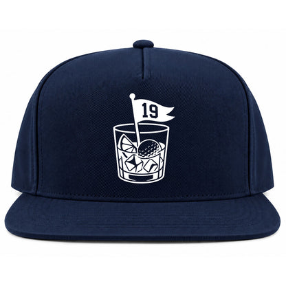 Navy Blue 19th Hole And Drinks Golf Snapback Hat