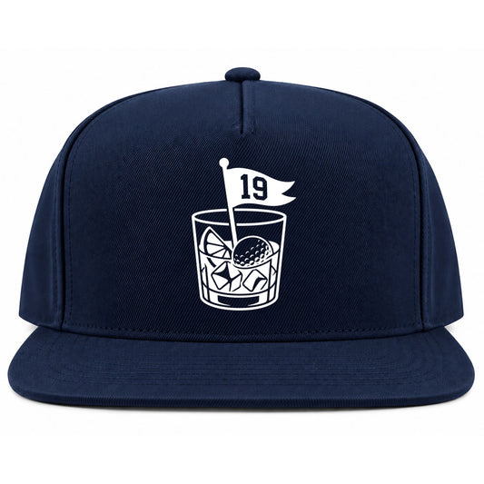 Navy Blue 19th Hole And Drinks Golf Snapback Hat