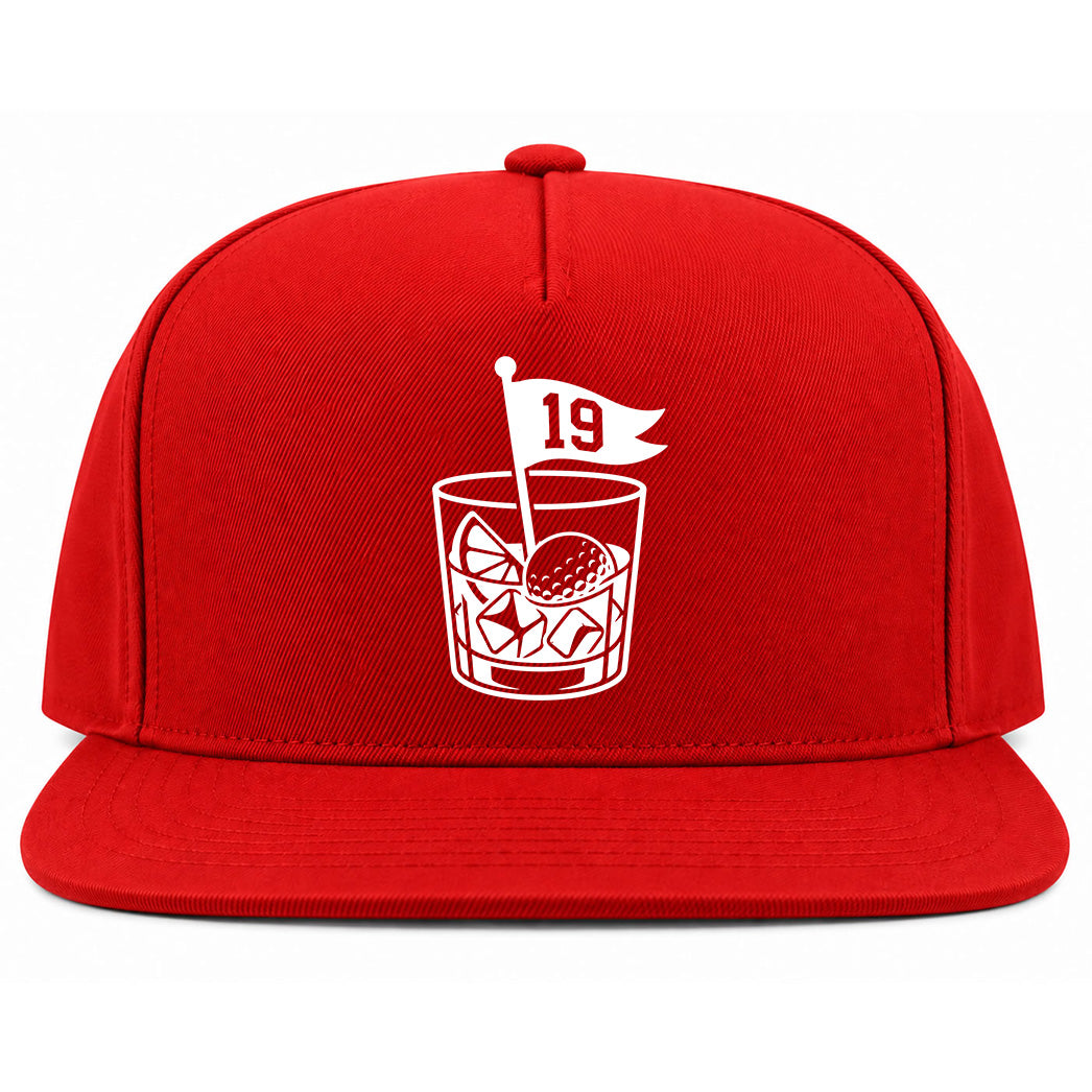 Red 19th Hole And Drinks Golf Snapback Hat