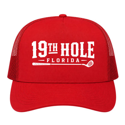 Red 19th Hole Florida Golf Trucker Hat