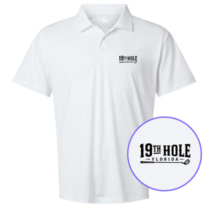 White 19th Hole Florida Men's Golf Polo Shirt