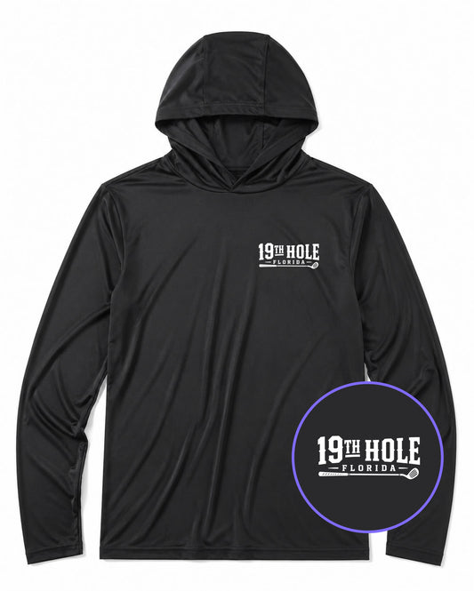 Black 19th Hole Florida Men's Lightweight Performance Golf Hoodie