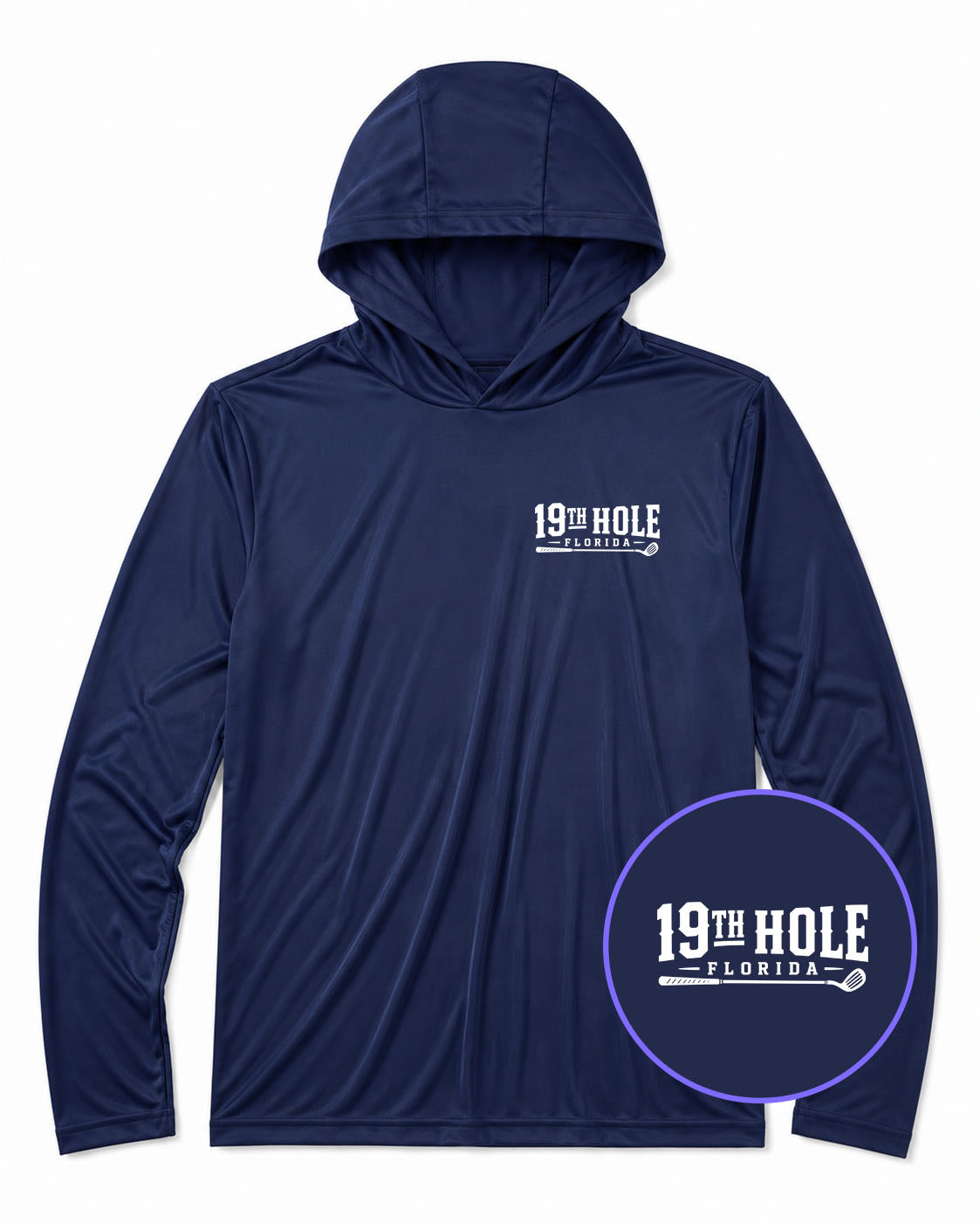 Navy Blue 19th Hole Florida Men's Lightweight Performance Golf Hoodie