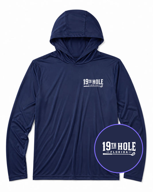 Navy Blue 19th Hole Florida Men's Lightweight Performance Golf Hoodie