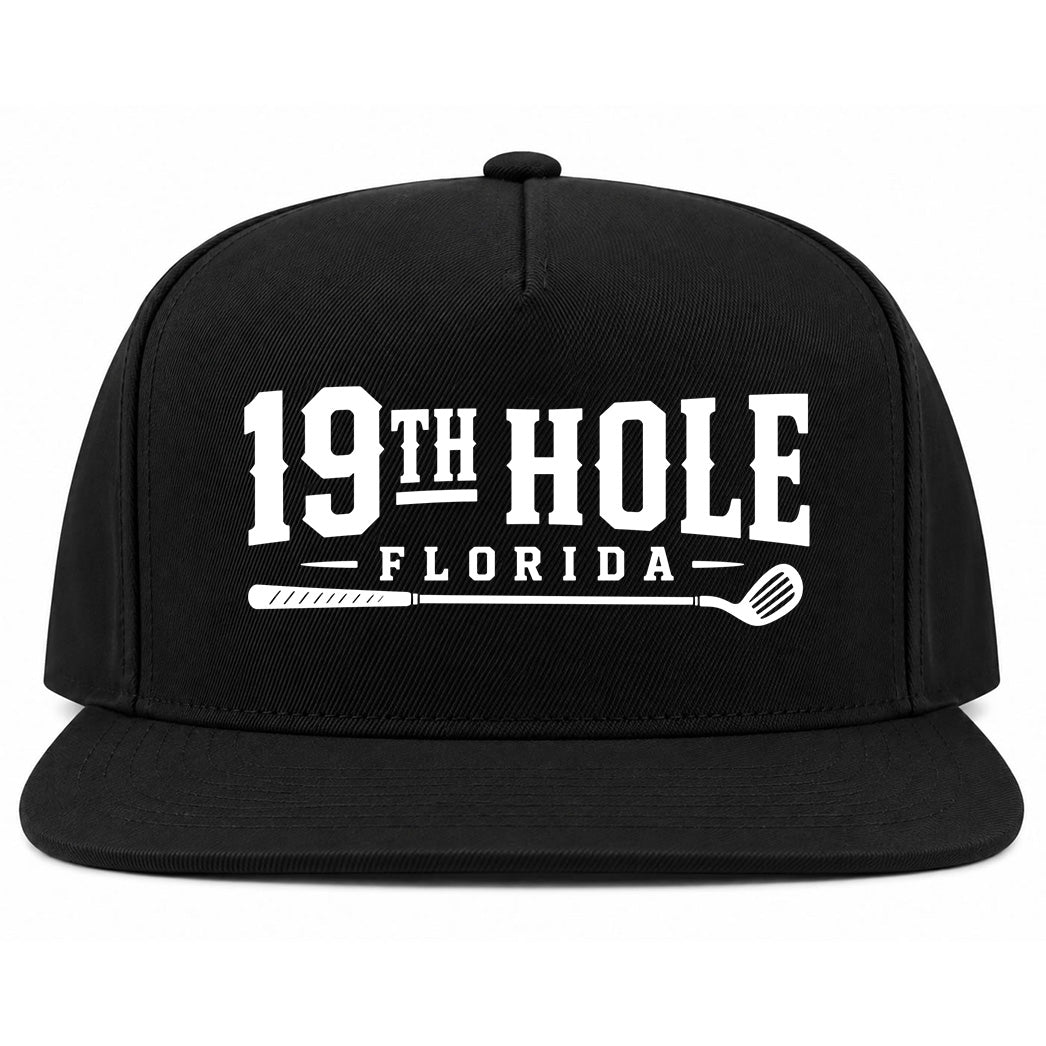 Black 19th Hole Florida Golf Snapback Hat