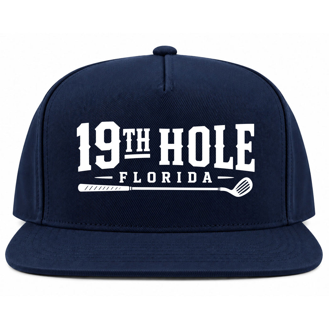 Navy Blue 19th Hole Florida Golf Snapback Hat