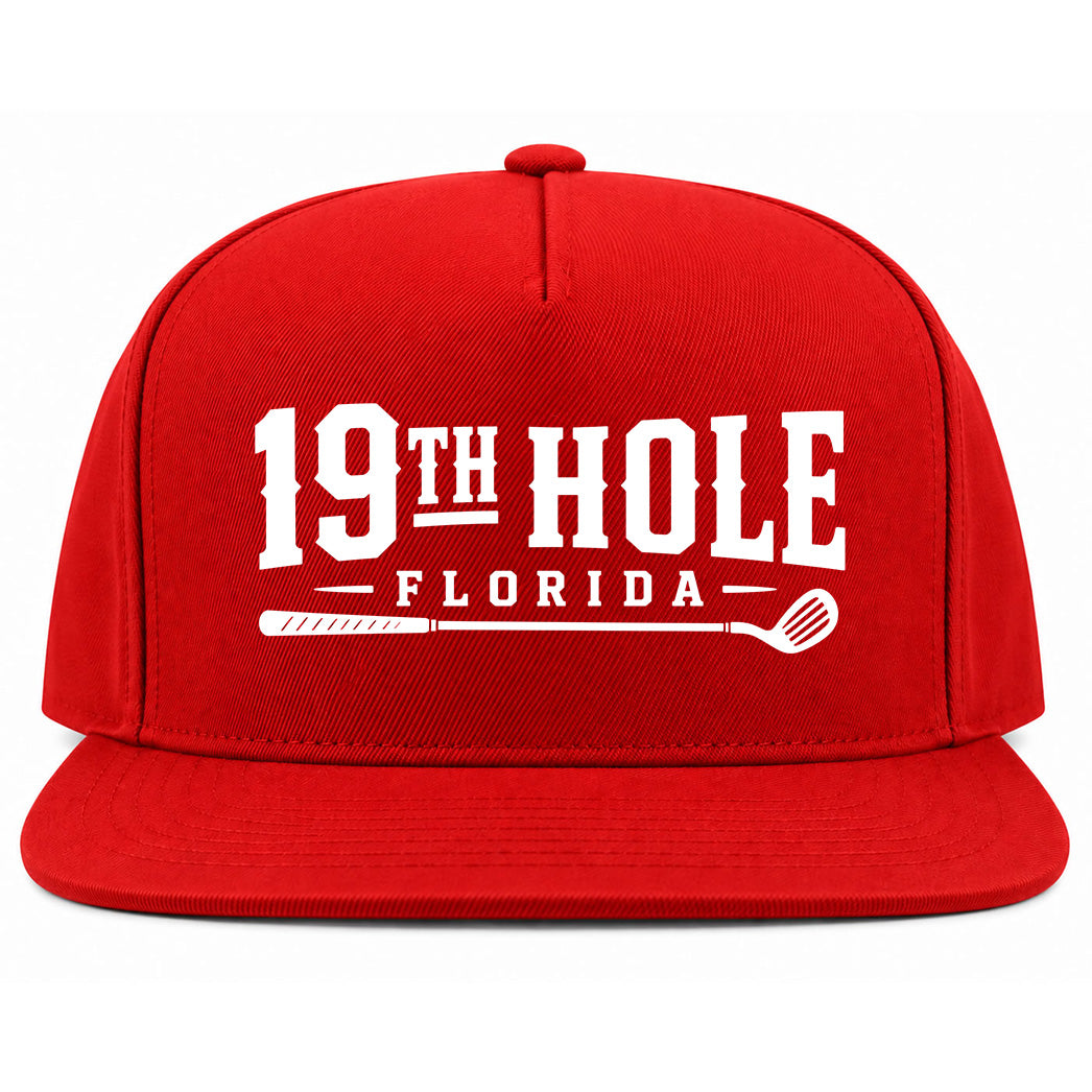 Red 19th Hole Florida Golf Snapback Hat