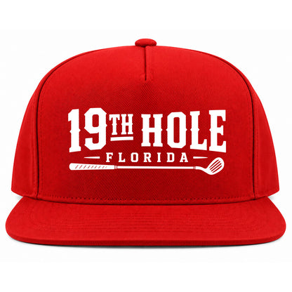 Red 19th Hole Florida Golf Snapback Hat