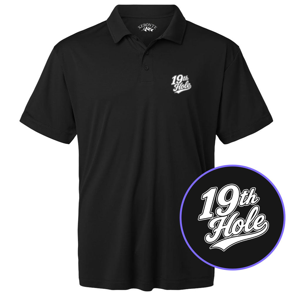 Black 19th Hole Men's Golf Polo Shirt
