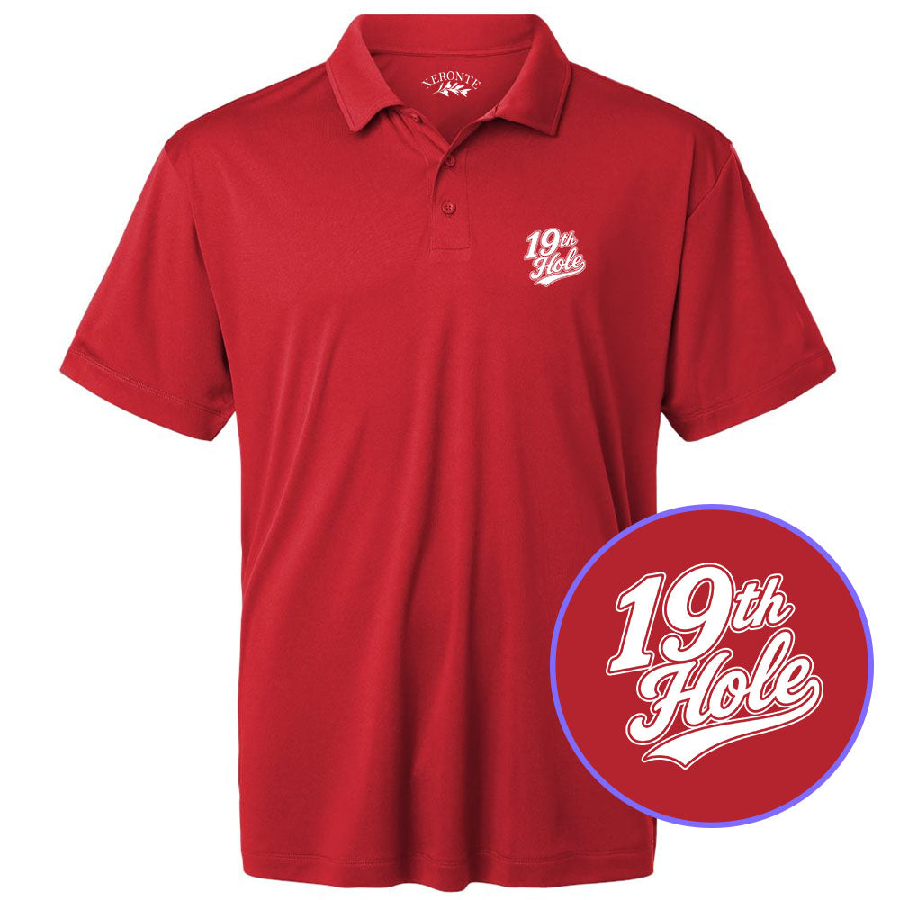Red 19th Hole Men's Golf Polo Shirt