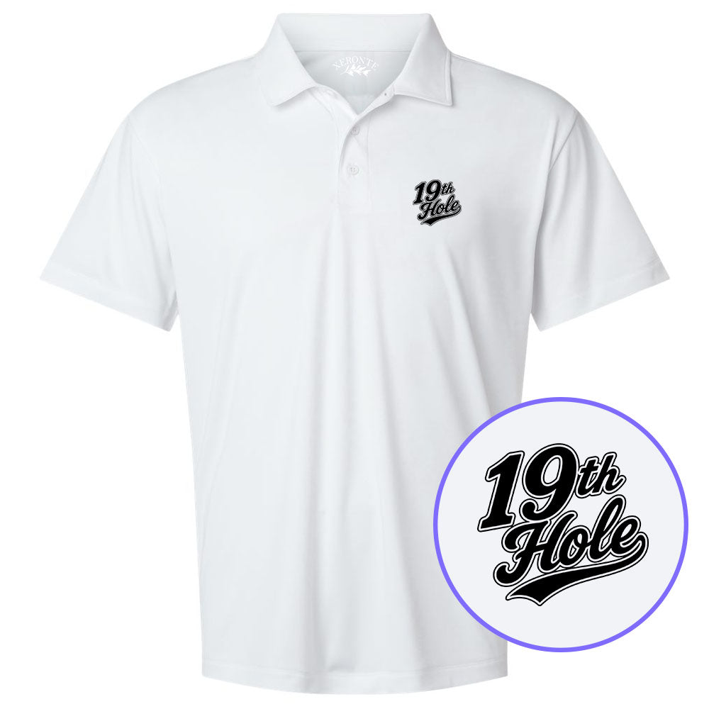 White 19th Hole Men's Golf Polo Shirt
