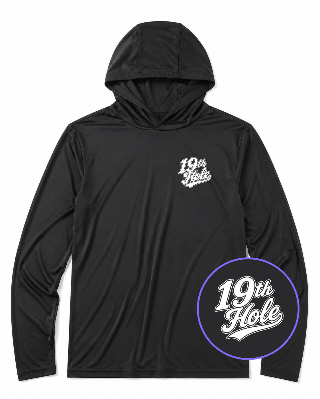 Black 19th Hole Men's Lightweight Performance Golf Hoodie