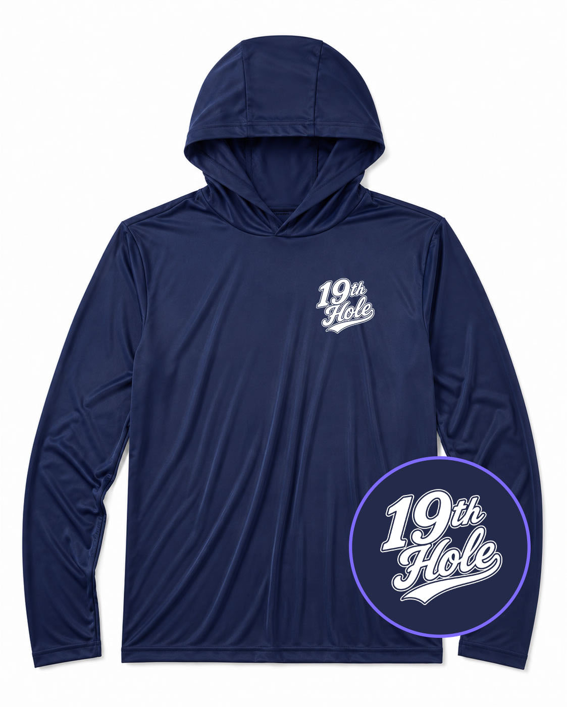Navy Blue 19th Hole Men's Lightweight Performance Golf Hoodie