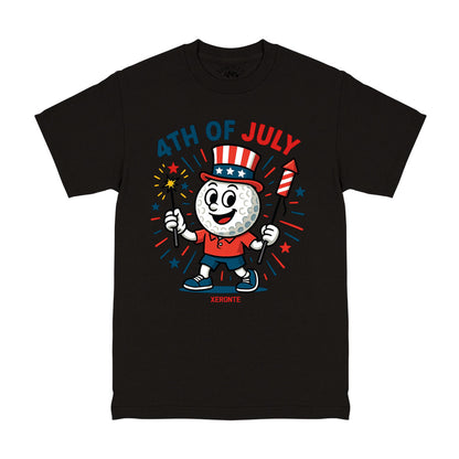 4th Of July Fireworks Golf Ball Mascot Men's T-Shirt Black