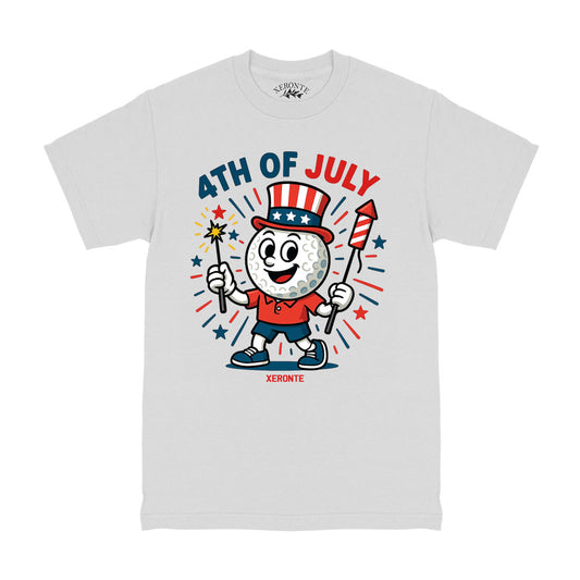 4th Of July Fireworks Golf Ball Mascot Men's T-Shirt White