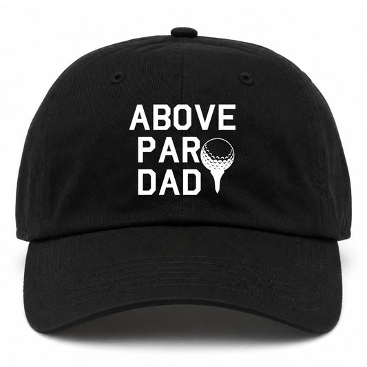 Black Above Par Dad Fathers Day Golf Dad Hat