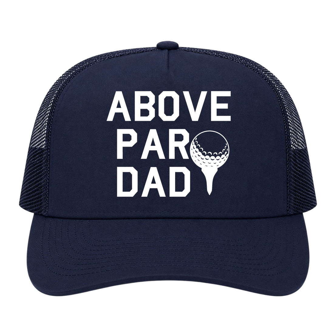 Navy Blue Above Par Dad Fathers Day Golf Trucker Hat