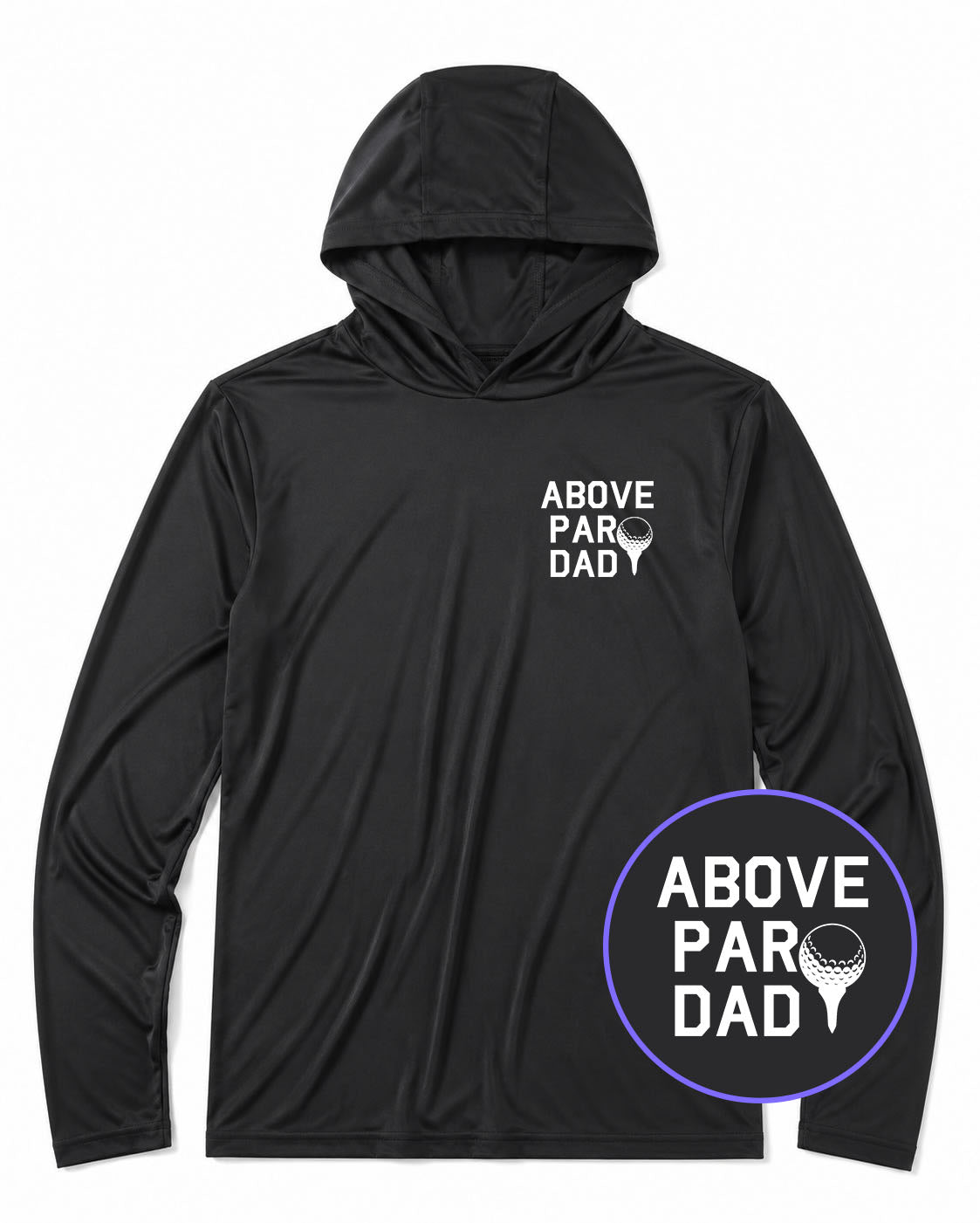 Black Above Par Dad Fathers Day Golf Men's Lightweight Performance Golf Hoodie