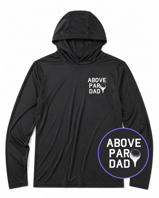 Black Above Par Dad Fathers Day Golf Men's Lightweight Performance Golf Hoodie