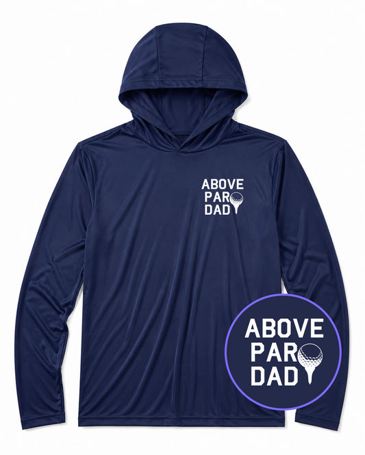 Navy Blue Above Par Dad Fathers Day Golf Men's Lightweight Performance Golf Hoodie