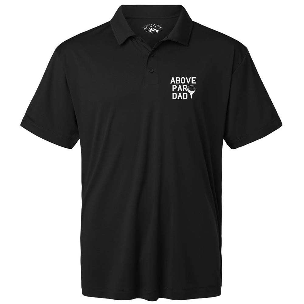 Black Above Par Dad Funny Men's Short Sleeve Golf Polo Shirt