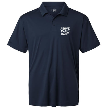 Navy Blue Above Par Dad Funny Men's Short Sleeve Golf Polo Shirt