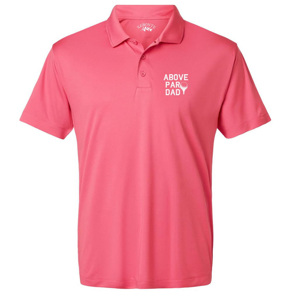 Pink Above Par Dad Funny Men's Short Sleeve Golf Polo Shirt