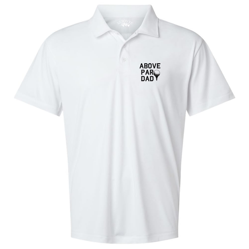 White Above Par Dad Funny Men's Short Sleeve Golf Polo Shirt