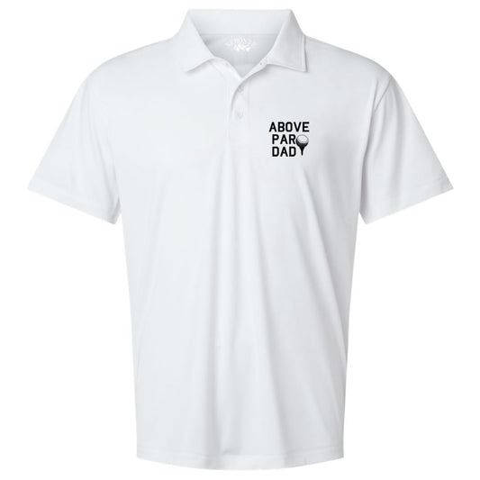 White Above Par Dad Funny Men's Short Sleeve Golf Polo Shirt
