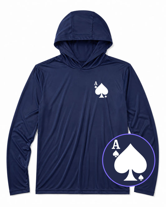 Navy Blue Ace Of Spades Men's Lightweight Performance Golf Hoodie