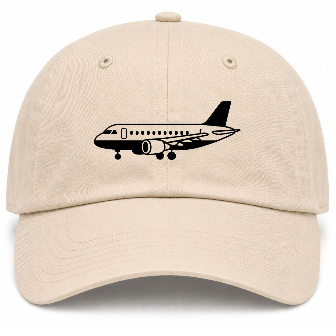 Beige Airplane Print Aviation Golf Dad Hat