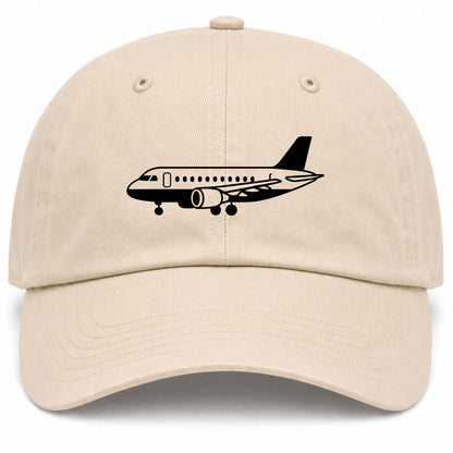 Beige Airplane Print Aviation Golf Dad Hat