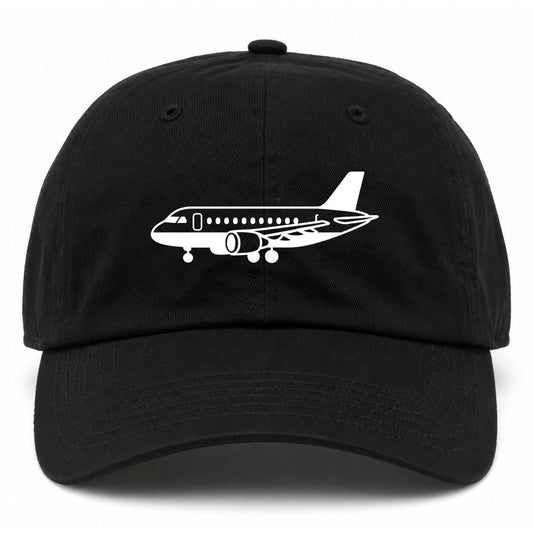 Black Airplane Print Aviation Golf Dad Hat