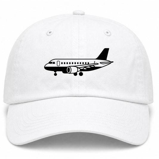 White Airplane Print Aviation Golf Dad Hat