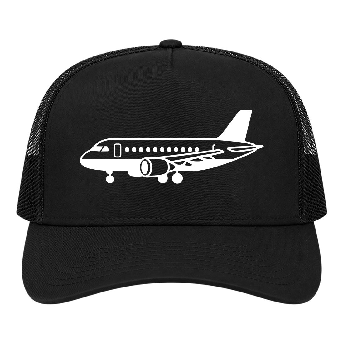 Black Airplane Print Aviation Golf Trucker Hat