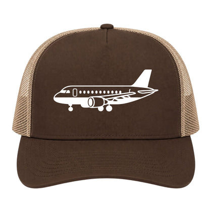 Brown Airplane Print Aviation Golf Trucker Hat
