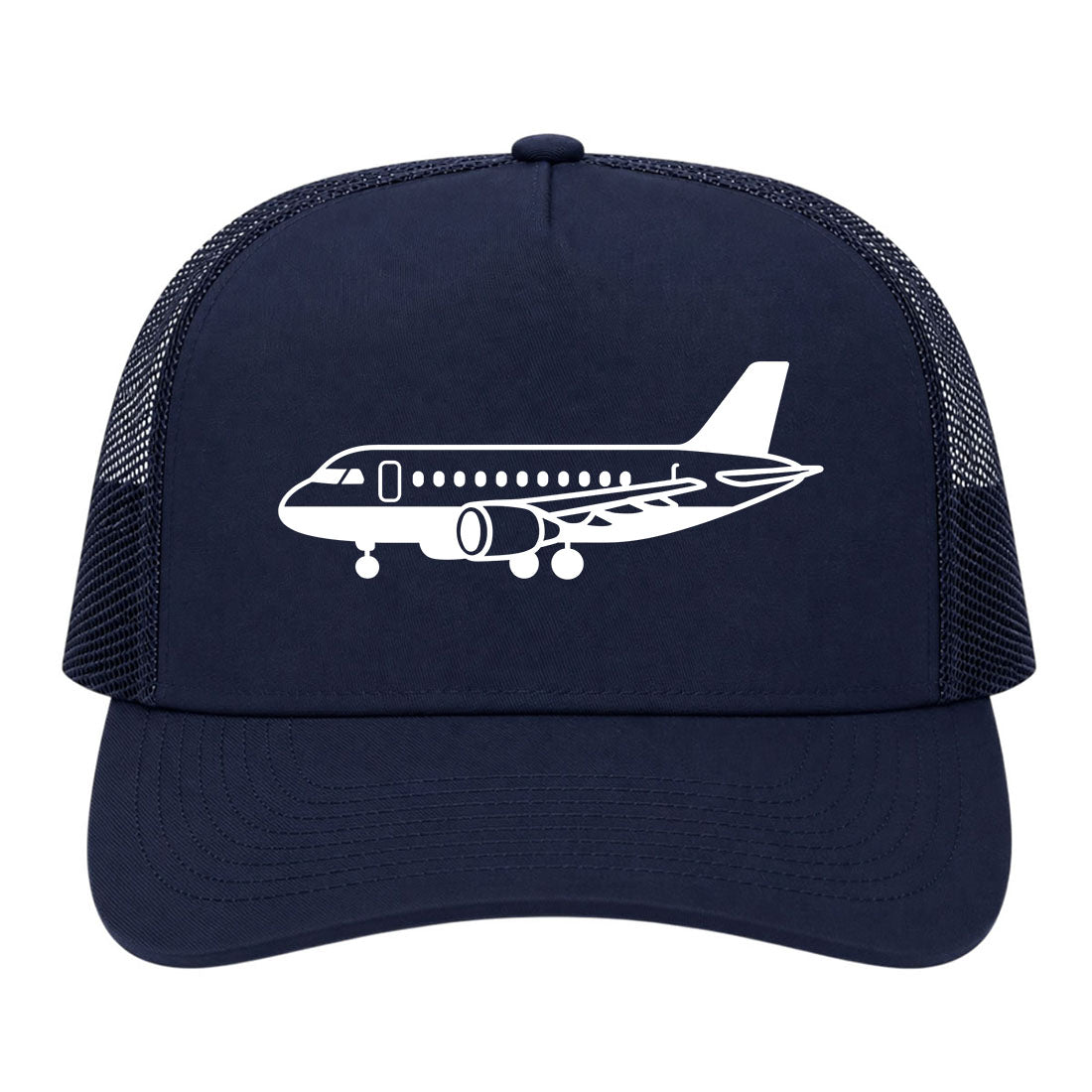 Navy Blue Airplane Print Aviation Golf Trucker Hat