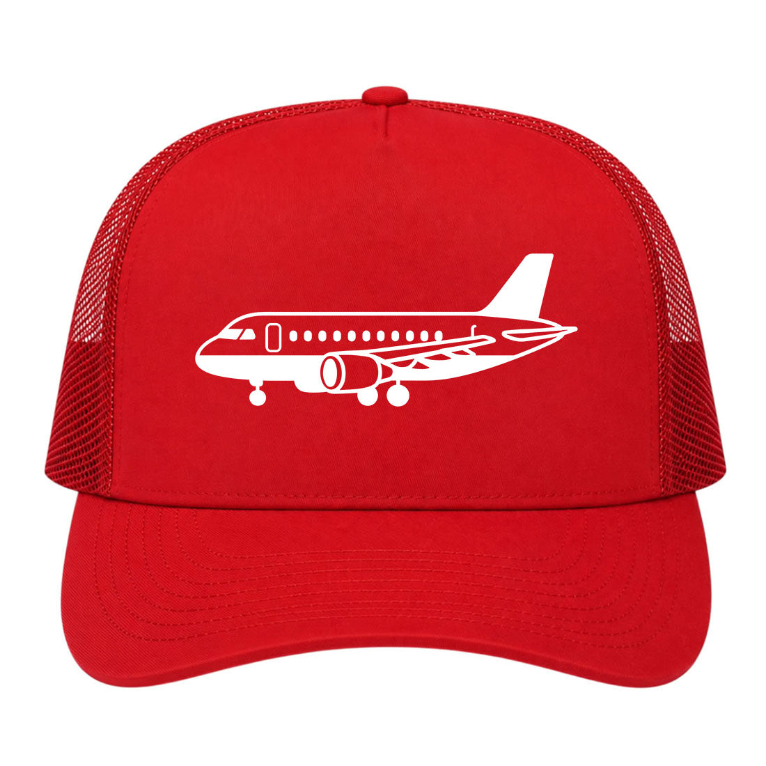 Red Airplane Print Aviation Golf Trucker Hat