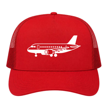 Red Airplane Print Aviation Golf Trucker Hat