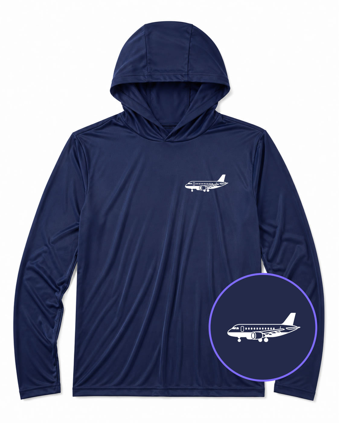 Navy Blue Airplane Print Aviation Men's Lightweight Performance Golf Hoodie